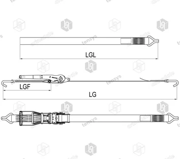 50mm · 5000daN · EK · Ratchet Lashing System · Claw Hooks