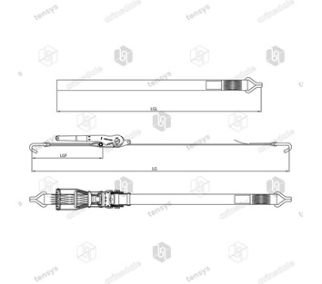 Tensys® · 50mm · 5000daN · EK · Ratchet Lashing System · Claw Hooks