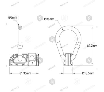 Double Stud Captive Fitting for Aluminium Track 2300daN (kg)