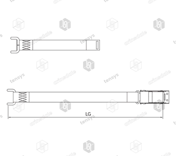 45mm · Curtainside Bottom Strap Assembly · SS Locking OC Buckle + Closed Rave Hook