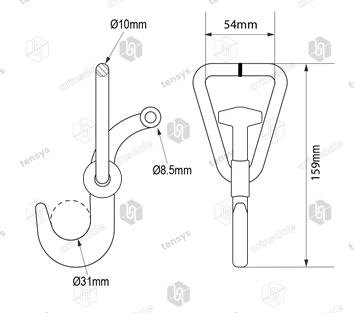 50mm · 3000daN · Swivel T Hook