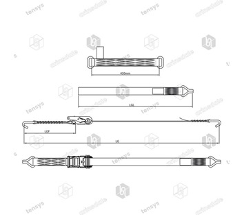 Tensys® · 50mm · 4000daN · NH · Car Transporter Strap - Steel Eye · Claw Hooks