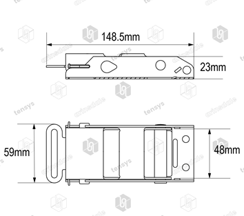 45mm · 1000daN · Stainless Overcentre Buckle - Locking