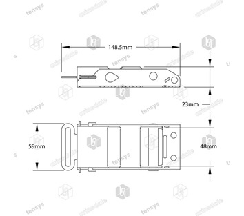 Tensys® · 45mm · 1000daN · Stainless Overcentre Buckle - Locking