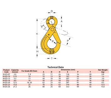 Yoke 8-025 G80 Eye Self Locking Hook