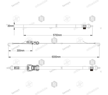 35mm | 2000daN | Ratchet Lashing System | Claw | 4pack | 6m