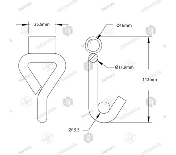 Tensys® · 35mm · 3000daN · Claw Hook - Single + Tube