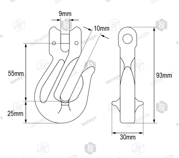 Yoke · 7/8mm · Grade 8 · Clevis Grab Hook · 2.0 Tonne WLL