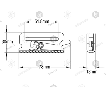 50mm · 2000daN · Track End Fitting