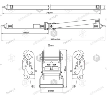 50mm · 2000daN · WH · Box Van Internal Strap · Claw Hooks