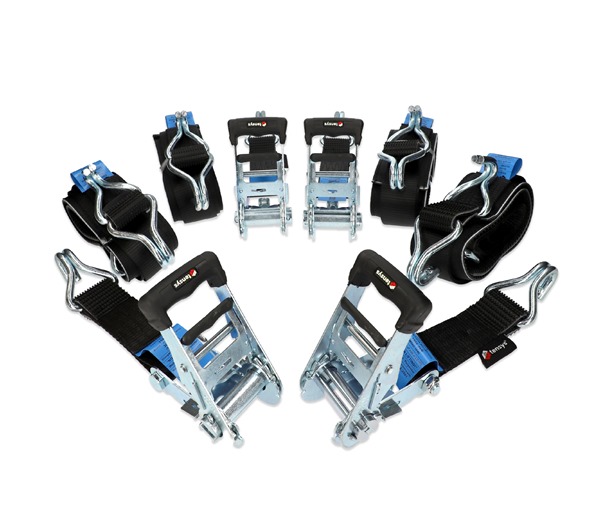 4 Pack - 50mm x 3.5m Black Overwheel Lashing Strap