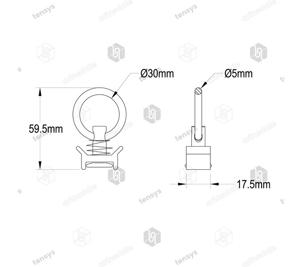 Single Stud Captive Fitting for Aluminium Track 1280daN (kg)