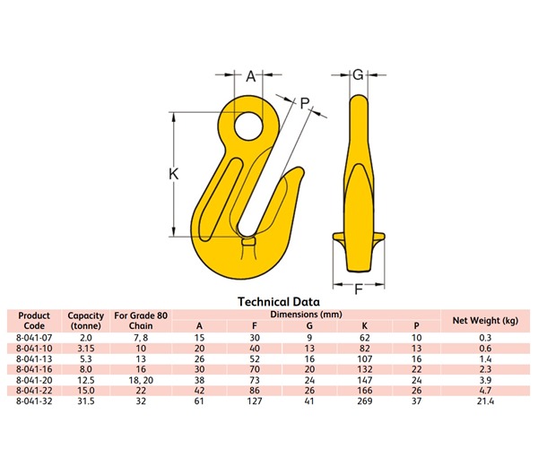 Yoke 8-041 G80 Eye Grab Hook