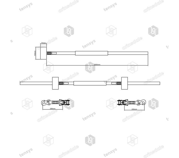 Tensys® · 35mm · 2000daN · Motorcycle Recovery Strap · Flat Snap Hooks