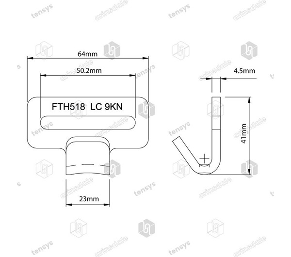 Tensys® · 50mm · 1800daN · Flat Track Hook