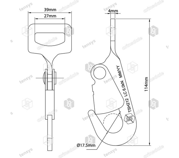 Tensys® · 25mm · 1200daN · Twisted Snap Hook