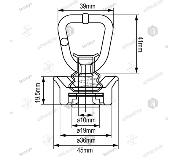 25mm 1600daN Single Stud Fitting for Aluminium Track