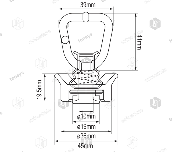 25mm 1600daN Single Stud Fitting for Aluminium Track