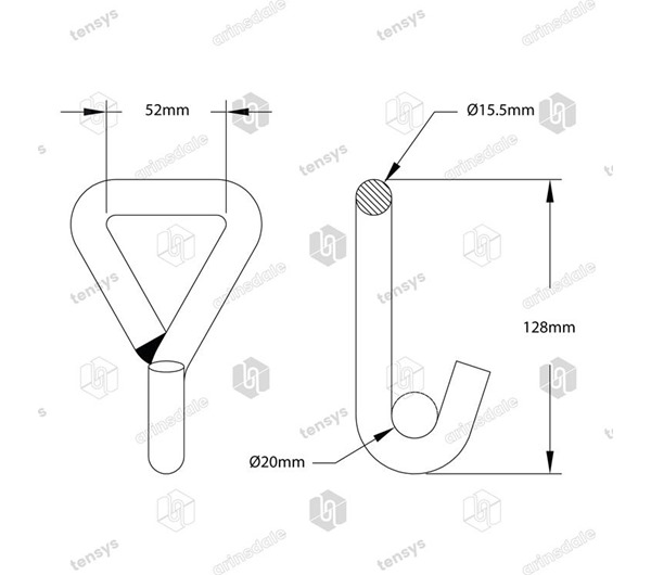 Tensys® · 50mm · 5000daN · Claw Hook - Single