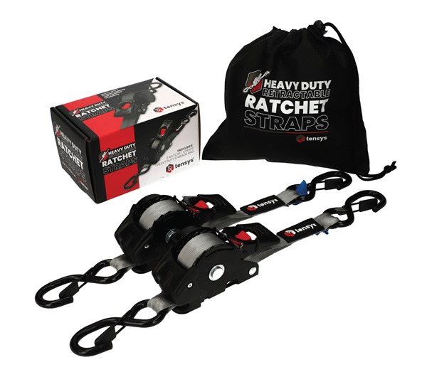 25mm Wide Auto-Retract Ratchet Tie Down Straps (2-Pack)