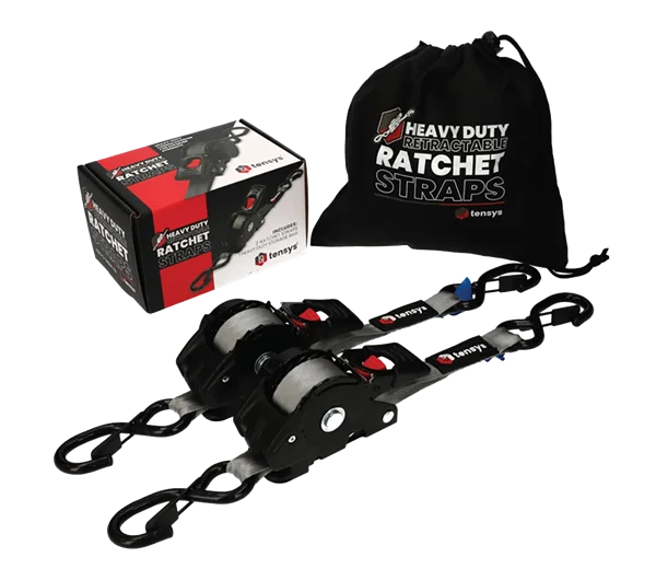 25mm Wide Auto-Retract Ratchet Tie Down Straps (2-Pack)