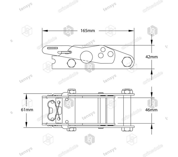 Tensys® · 45mm · 2300daN · Overcentre Buckle - Locking