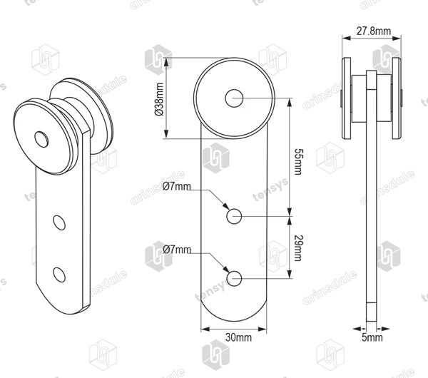 Side Curtain Rollers · 38mm