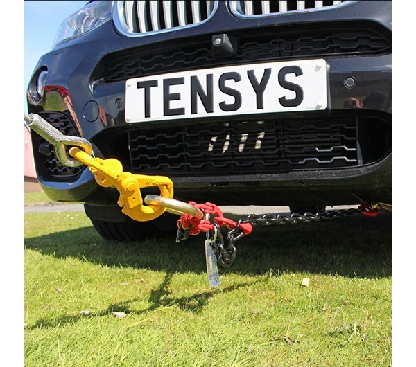 Tensys® · J Hook V-Assembly with Chains for Winching 5000 daN (Kg) Min Break Force