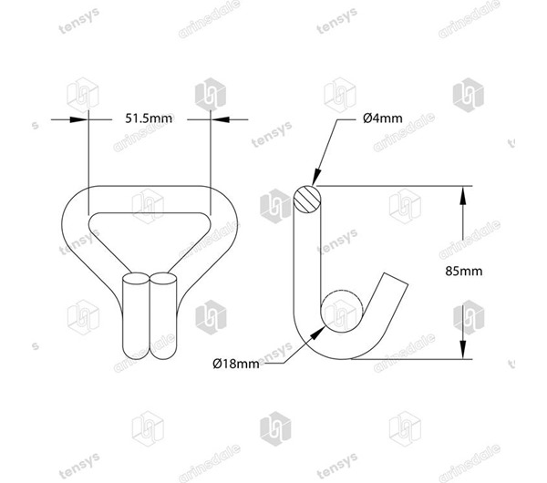 Tensys® · 50mm · 4000daN · Claw Hook - Stainless Steel