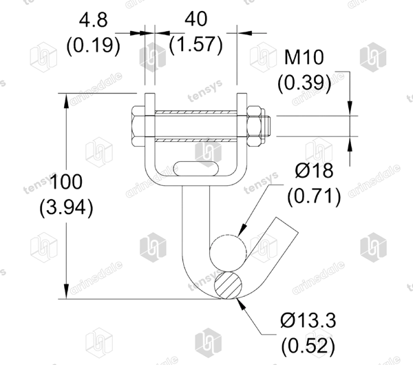 Swivel Single Claw Hook MBL 3000 daN to suit 35mm webbing