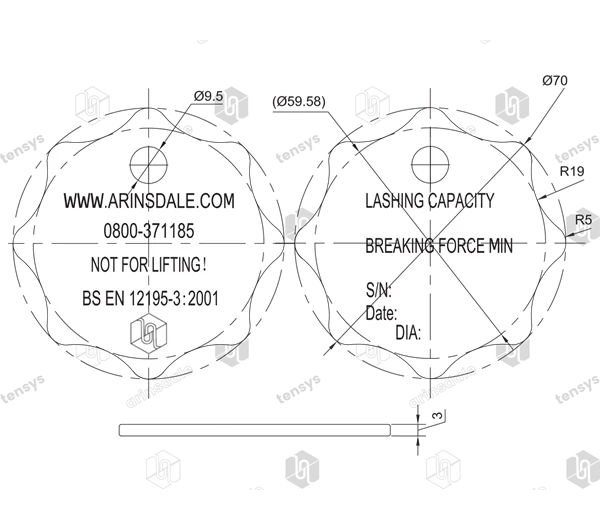 Tensys | LCTAGAL | Aluminium ID Tag for Lashing Chains