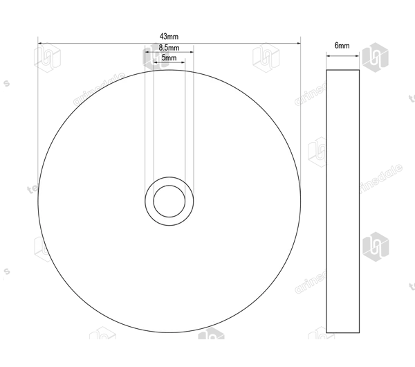 Rubber Coated Magnet with Internal Thread - 43mm