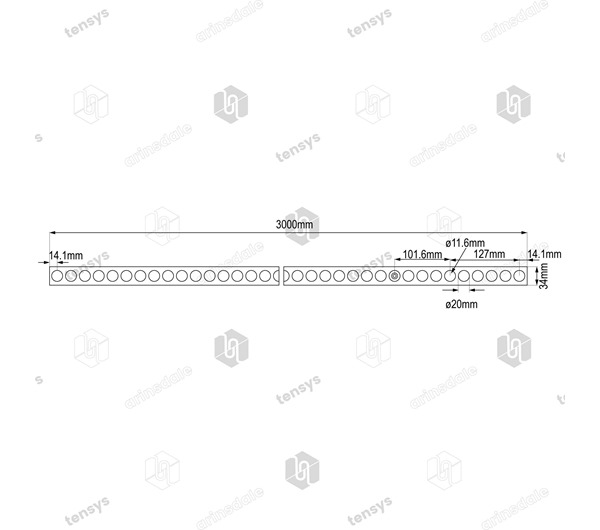 Aluminium Captive Floor Track - 3.0 metre