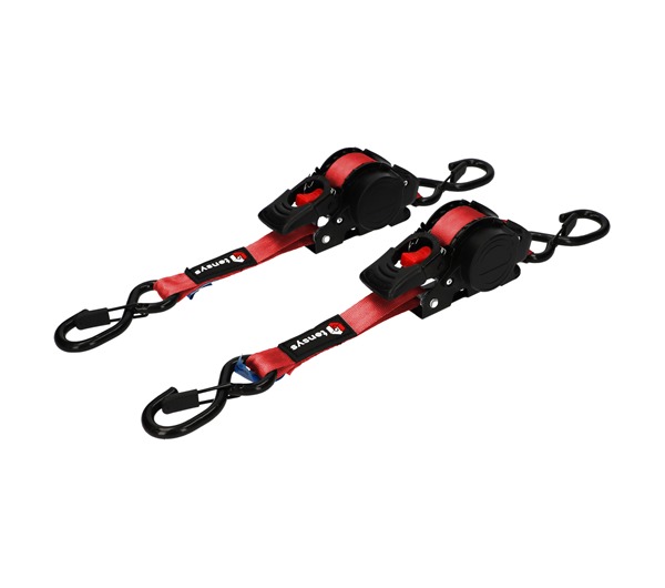 Auto-Retract Ratchet Tie Down Straps (2-Pack)