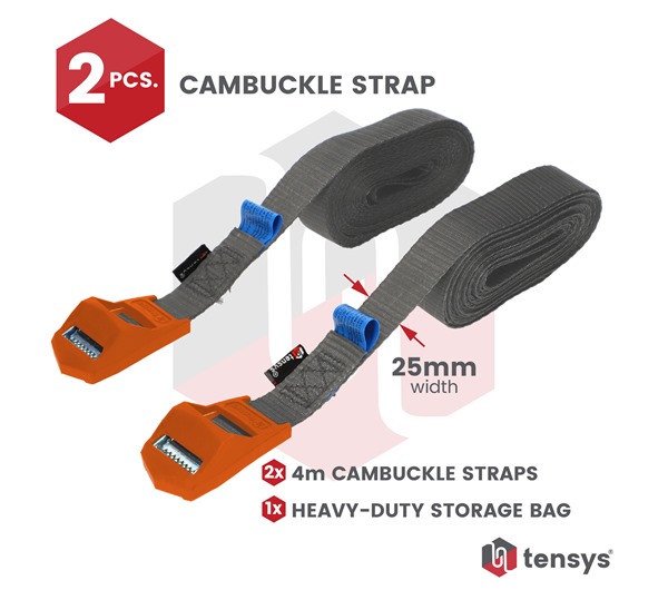 2 Pack of 4.0m Heavy-Duty Cam Buckle Straps