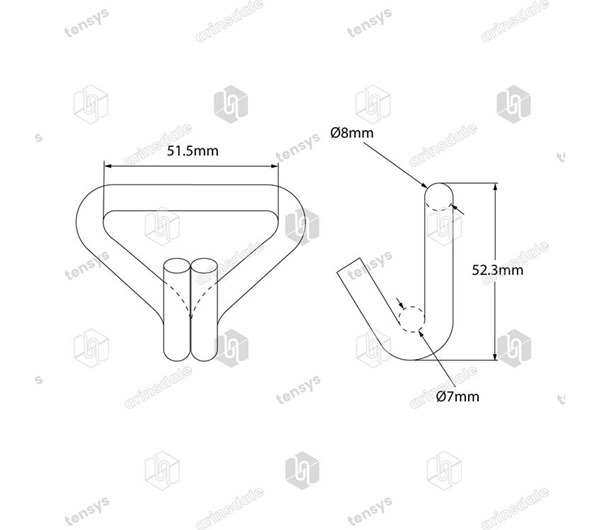 Tensys® · 50mm · 2000daN · Claw Hook - Low Profile