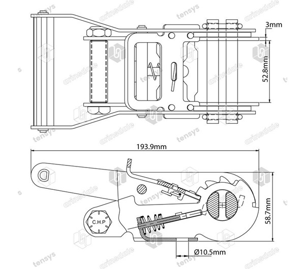 Tensys® · 50mm · 5000daN · Wide Handled Ratchet · SWHLK