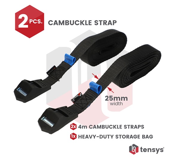 2 Pack of 4.0m Heavy-Duty Cam Buckle Straps