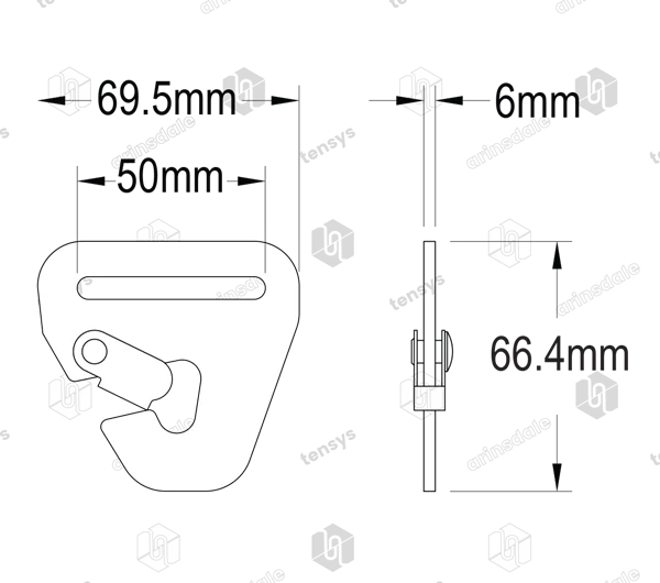 50mm · 1500daN · Compact Snap Hook