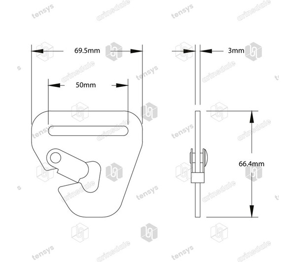 Tensys® · 50mm · 1500daN · Compact Snap Hook