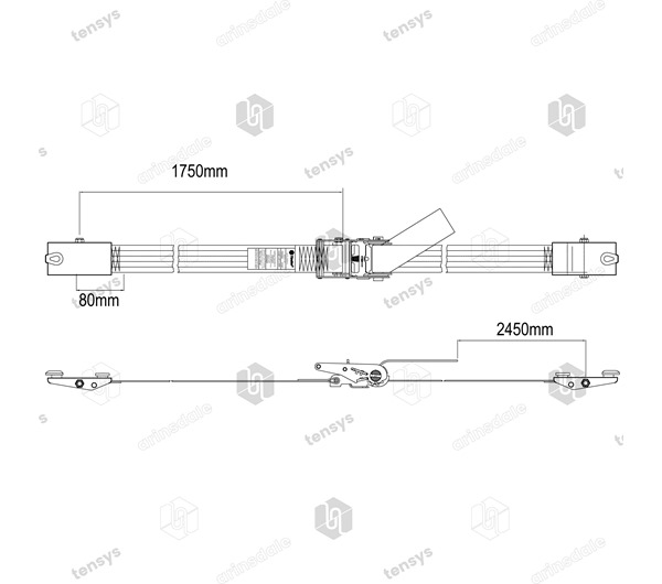50mm · 3000daN · Internal Box Van Strap · Two Pin Shoe