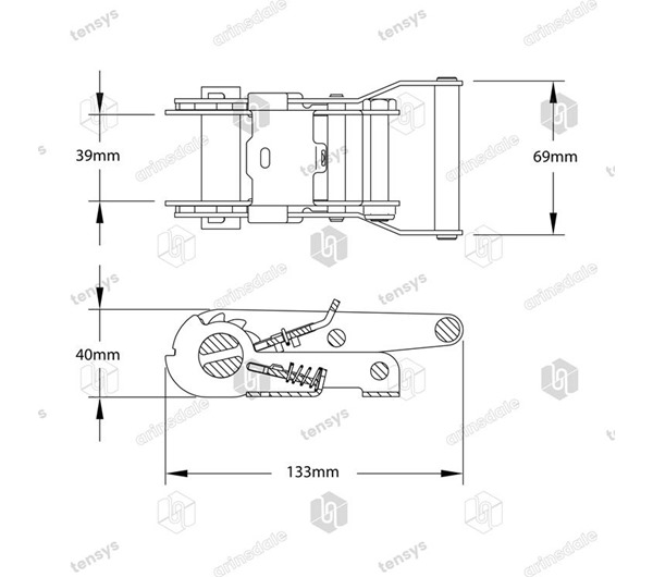 Tensys® · 35mm · 1800daN · Wide Handled Ratchet · SS-WH