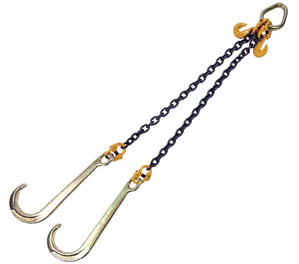 J Hook V-Assembly with Chains for Winching 5000 daN (Kg) Min Break Force