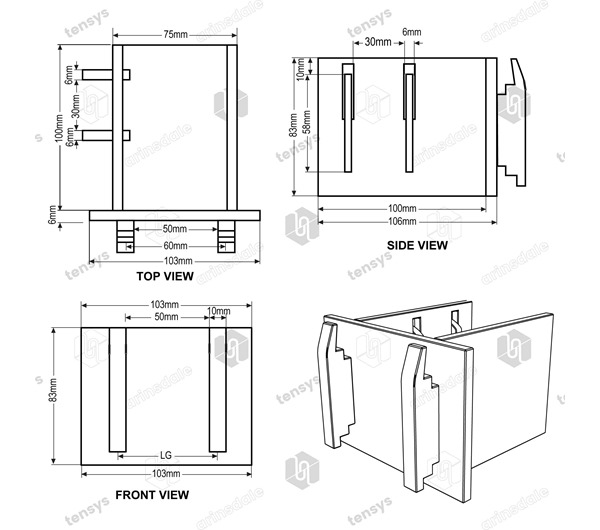 Load Bar Cups to suit 60mm x 40mm x 100mm E Track - Clip Side Only