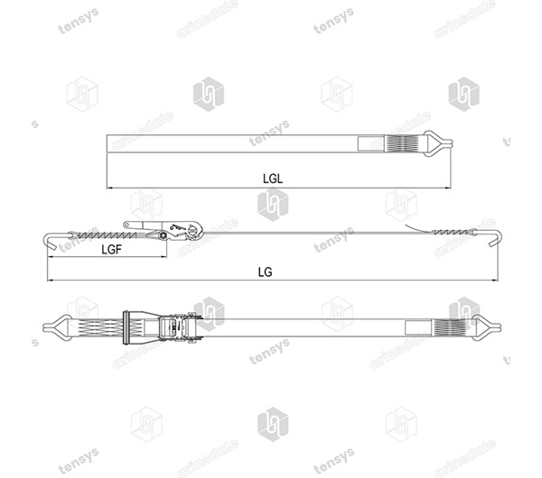 Geared Ergo Ratchet Strap STF 650daN Claw Hook - 10.0 metre