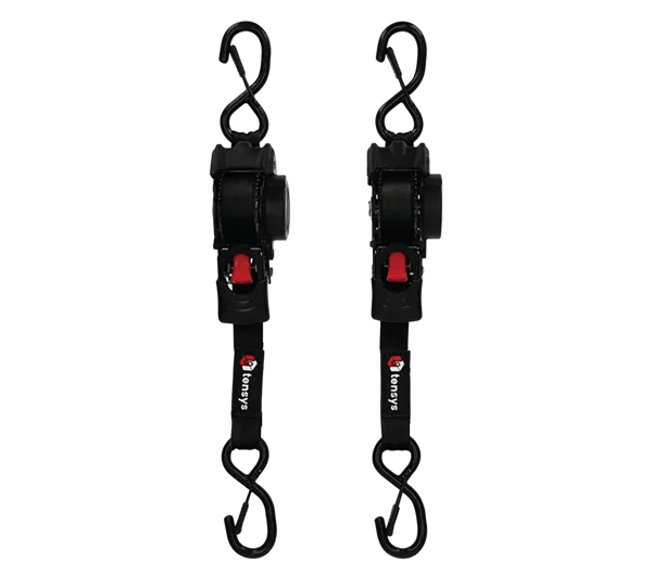 25mm Wide Auto-Retract Ratchet Tie Down Straps (2-Pack)