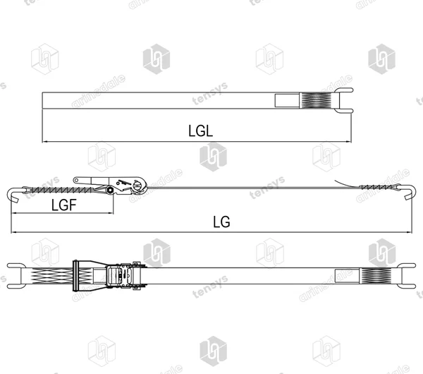50mm · 4000daN · LWH · Ratchet Lashing System · Chassis Hooks