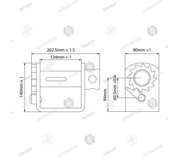 50mm · 5000daN · Lashing Winch - Weld on/Bolt On · WNH-NARROW