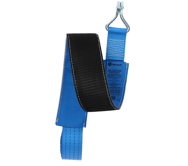 Blue · 50mm · 3.5 metre Strap · Cranked Claw Hook with Gripper Tyre Sleeve