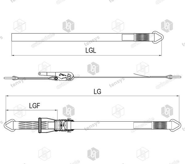 50mm · 4000daN · LWH · Ratchet Lashing System · Delta Rings
